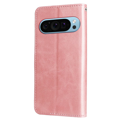 For Google Pixel 9 Fashion Calf Texture Zipper Leather Phone Case(Rose Gold) - Google Cases by buy2fix | Online Shopping UK | buy2fix