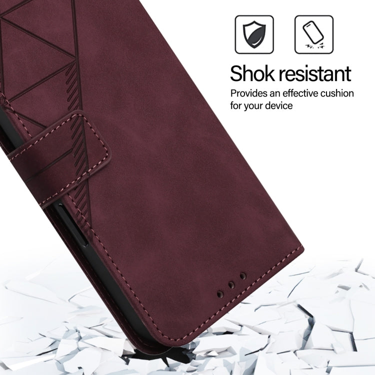 For iPhone 16 Plus Crossbody 3D Embossed Flip Leather Phone Case(Wine Red) - iPhone 16 Plus Cases by buy2fix | Online Shopping UK | buy2fix