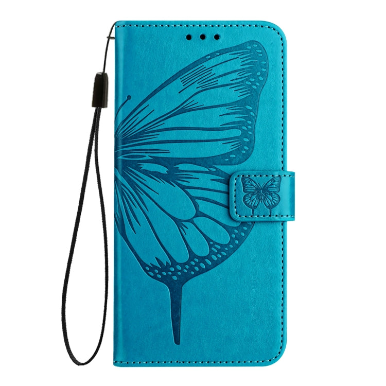 For iPhone SE 2024 Embossed Butterfly Leather Phone Case(Blue) - More iPhone Cases by buy2fix | Online Shopping UK | buy2fix