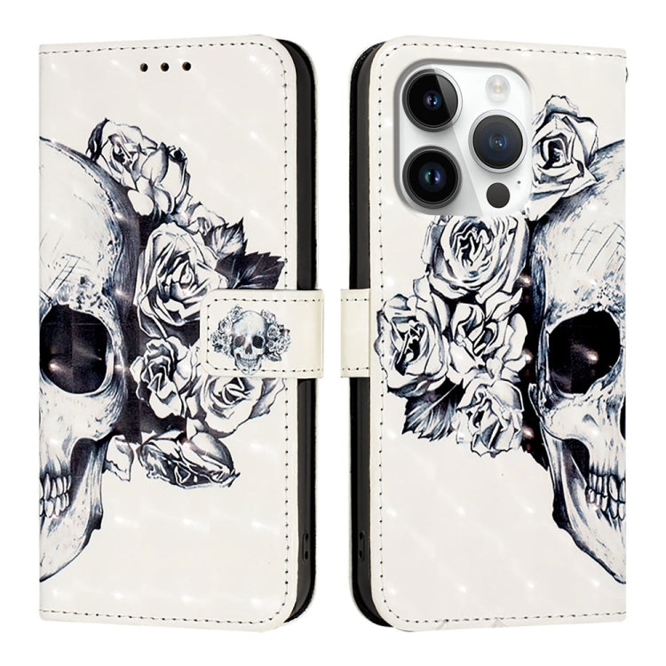 For iPhone 16 Pro 3D Painting Horizontal Flip Leather Phone Case(Skull) - iPhone 16 Pro Cases by buy2fix | Online Shopping UK | buy2fix