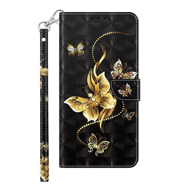 For Google Pixel 9 Pro 3D Painted Pattern Leather Phone Case(Golden Butterfly) - Google Cases by buy2fix | Online Shopping UK | buy2fix