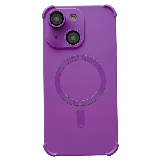 For iPhone 14 Four-corner Shockproof Skin Feel MagSafe Magnetic Phone Case(Purple) - iPhone 14 Cases by buy2fix | Online Shopping UK | buy2fix