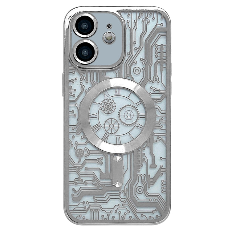 For iPhone 12 Electroplated Circuit Board Pattern MagSafe Phone Case(Silver) - iPhone 12 / 12 Pro Cases by buy2fix | Online Shopping UK | buy2fix