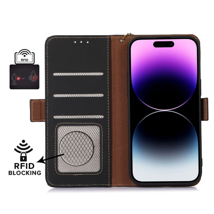 For OnePlus 12 Genuine Leather Magnetic RFID Leather Phone Case(Black) - OnePlus Cases by buy2fix | Online Shopping UK | buy2fix