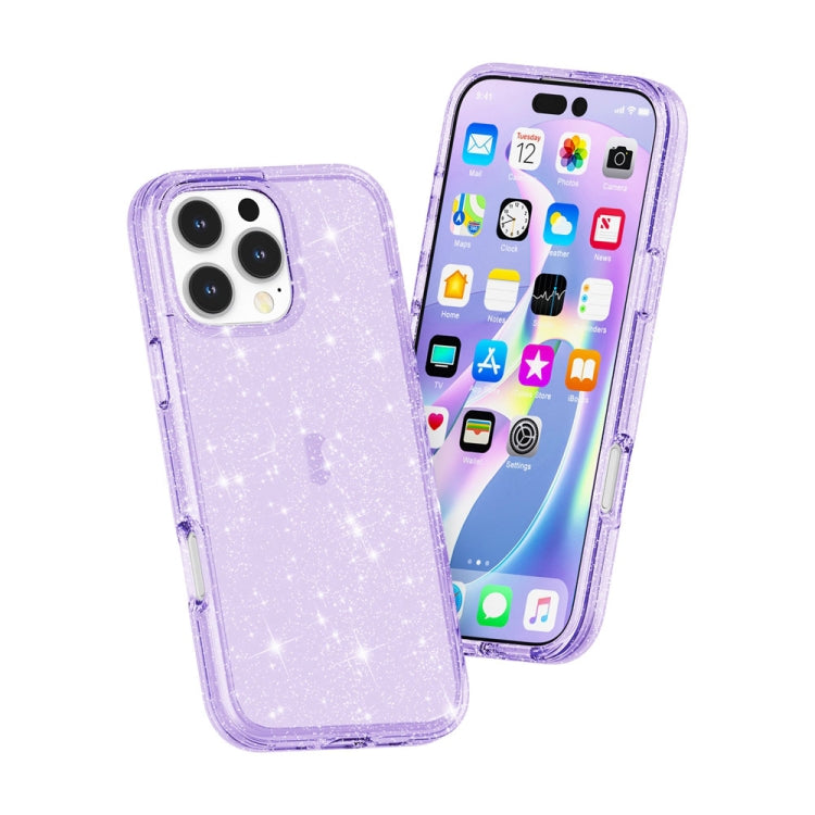 For iPhone 16 Pro Max Shockproof Terminator Glitter Powder Phone Case(Purple) - iPhone 16 Pro Max Cases by buy2fix | Online Shopping UK | buy2fix