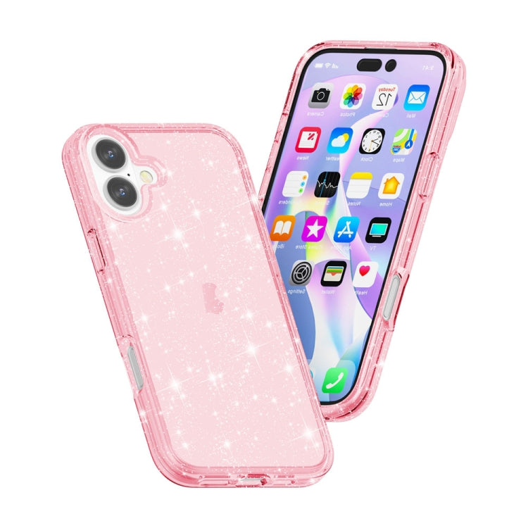 For iPhone 16 Plus Shockproof Terminator Glitter Powder Phone Case(Pink) - iPhone 16 Plus Cases by buy2fix | Online Shopping UK | buy2fix