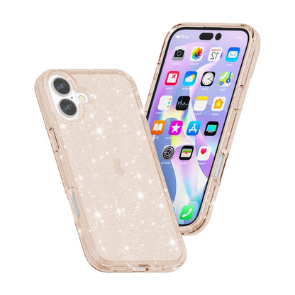 For iPhone 16 Plus Shockproof Terminator Glitter Powder Phone Case(Gold) - iPhone 16 Plus Cases by buy2fix | Online Shopping UK | buy2fix