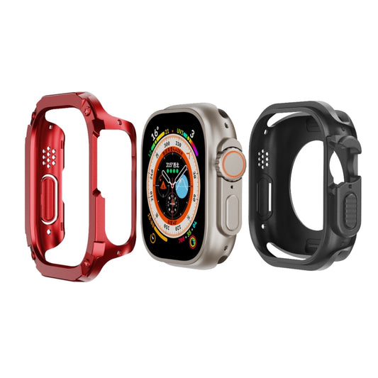 For Apple Watch Ultra 49mm 2-in-1 PC Hybrid TPU Armor Watch Case(Red) - Watch Cases by buy2fix | Online Shopping UK | buy2fix