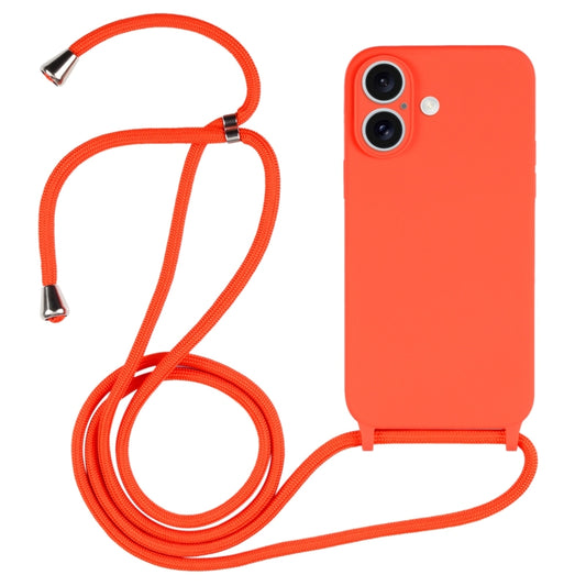 For iPhone 16 Plus Crossbody Lanyard Liquid Silicone Case(Orange) - iPhone 16 Plus Cases by buy2fix | Online Shopping UK | buy2fix