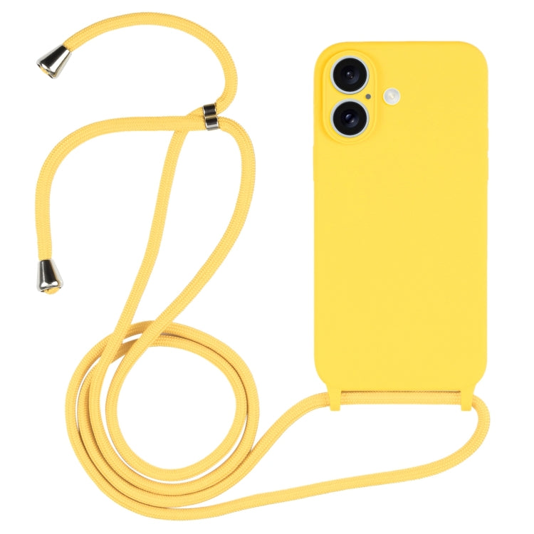 For iPhone 16 Plus Crossbody Lanyard Liquid Silicone Case(Yellow) - iPhone 16 Plus Cases by buy2fix | Online Shopping UK | buy2fix