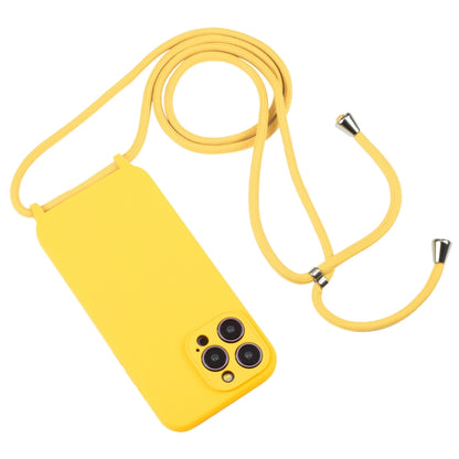 For iPhone 16 Plus Crossbody Lanyard Liquid Silicone Case(Yellow) - iPhone 16 Plus Cases by buy2fix | Online Shopping UK | buy2fix