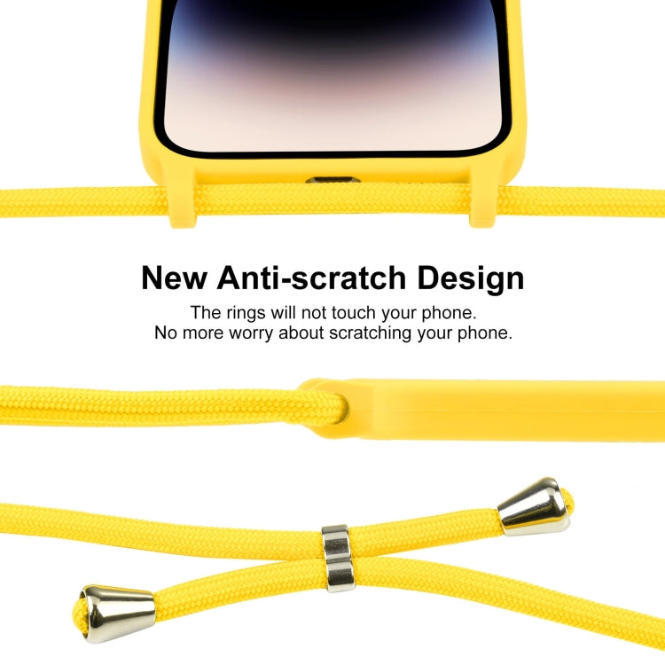 For iPhone 16 Plus Crossbody Lanyard Liquid Silicone Case(Yellow) - iPhone 16 Plus Cases by buy2fix | Online Shopping UK | buy2fix