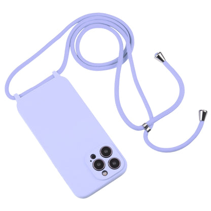 For iPhone 16 Pro Crossbody Lanyard Liquid Silicone Case(Light Purple) - iPhone 16 Pro Cases by buy2fix | Online Shopping UK | buy2fix