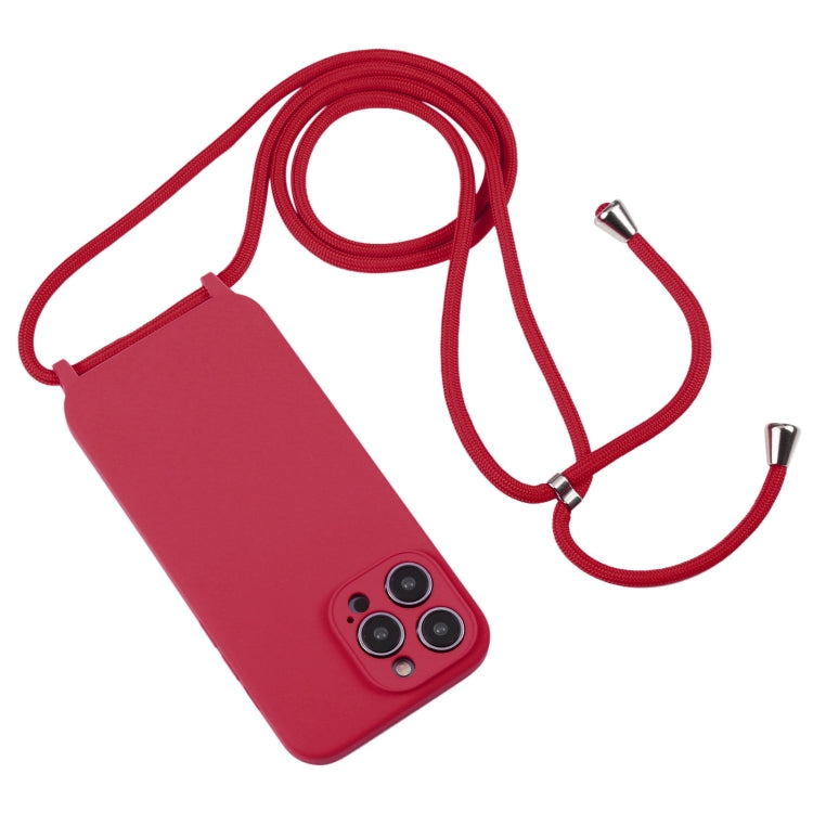 For iPhone 16 Pro Max Crossbody Lanyard Liquid Silicone Case(Rose Red) - iPhone 16 Pro Max Cases by buy2fix | Online Shopping UK | buy2fix