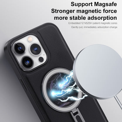 For iPhone 14 MagSafe Magnetic Holder Phone Case(Black) - iPhone 14 Cases by buy2fix | Online Shopping UK | buy2fix