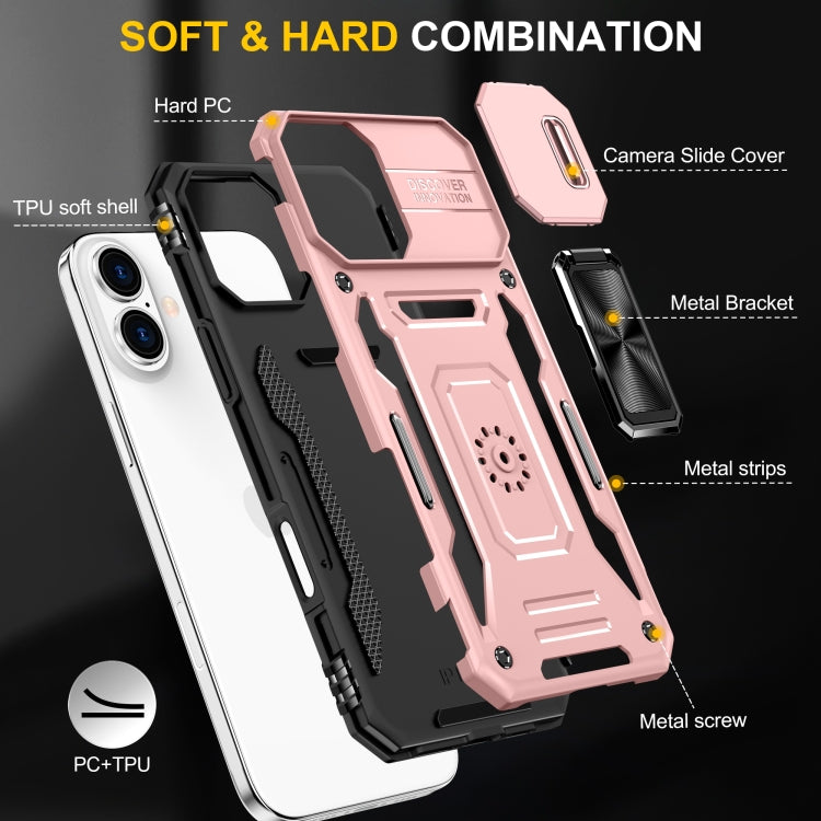 For iPhone 16 Plus Armor PC + TPU Camera Shield Phone Case(Rose Gold) - iPhone 16 Plus Cases by buy2fix | Online Shopping UK | buy2fix