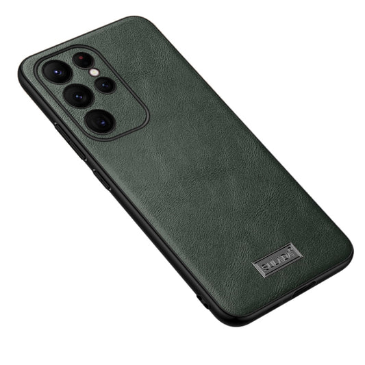 For Samsung Galaxy S24 Ultra 5G SULADA Shockproof TPU + Handmade Leather Phone Case(Green) - Galaxy S24 Ultra 5G Cases by SULADA | Online Shopping UK | buy2fix