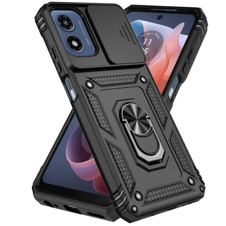 For Motorola Moto G Play 5G 2024 Sliding Camshield Holder Phone Case(Black) - Motorola Cases by buy2fix | Online Shopping UK | buy2fix