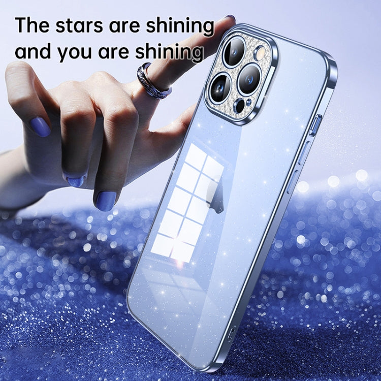 For iPhone 15 Pro Max SULADA Electroplated Transparent Glittery TPU Phone Case(Silver) - iPhone 15 Pro Max Cases by SULADA | Online Shopping UK | buy2fix