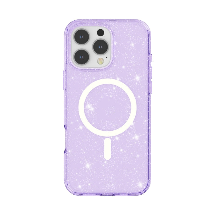 For iPhone 16 Pro Terminator Style Glitter Powder MagSafe Magnetic Phone Case(Purple) - iPhone 16 Pro Cases by buy2fix | Online Shopping UK | buy2fix