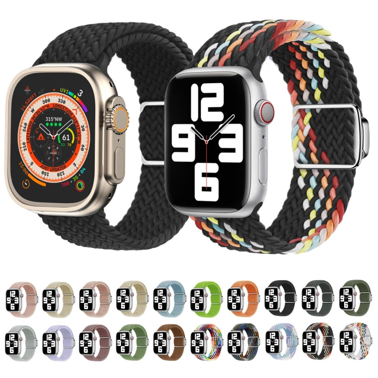 For Apple Watch Ultra 2 49mm Nylon Loop Magnetic Buckle Watch Band(White Rainbow) - Watch Bands by buy2fix | Online Shopping UK | buy2fix