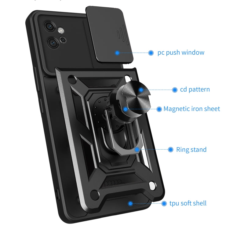 For Motorola Moto G32 Sliding Camera Cover Design TPU Hybrid PC Phone Case(Black) - Motorola Cases by buy2fix | Online Shopping UK | buy2fix