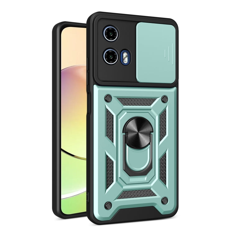 For Motorola Moto G04 / G24 Sliding Camera Cover Design TPU Hybrid PC Phone Case(Mint Green) - Motorola Cases by buy2fix | Online Shopping UK | buy2fix