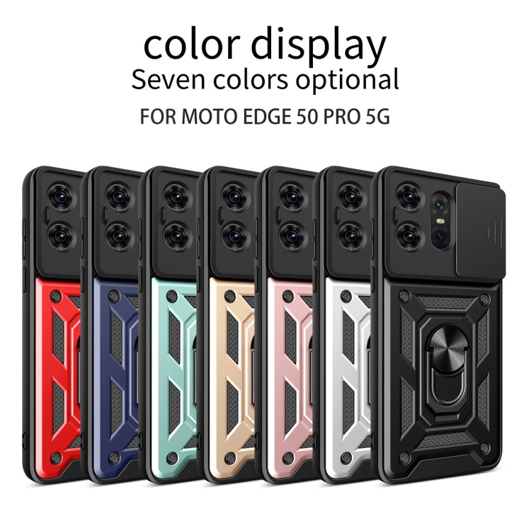 For Motorola Edge 50 Pro Global Sliding Camera Cover Design TPU Hybrid PC Phone Case(Red) - Motorola Cases by buy2fix | Online Shopping UK | buy2fix