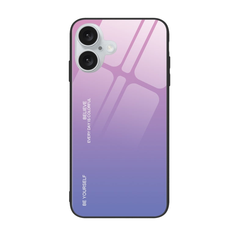 For iPhone 16 Plus Gradient Color Glass Phone Case(Pink Purple) - iPhone 16 Plus Cases by buy2fix | Online Shopping UK | buy2fix