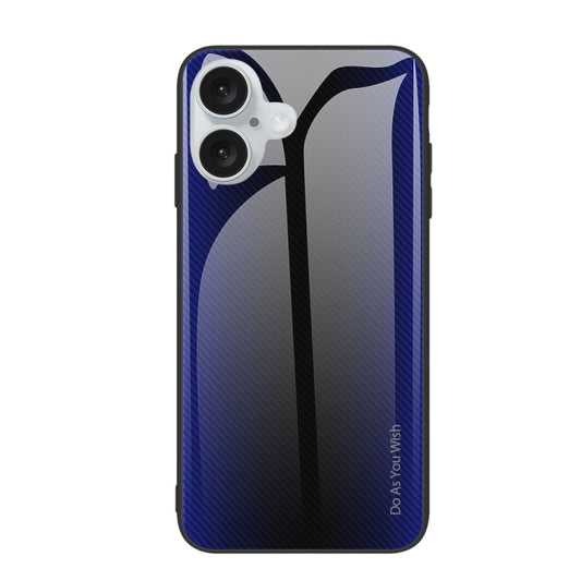 For iPhone 16 Plus Texture Gradient Glass TPU Phone Case(Dark Blue) - iPhone 16 Plus Cases by buy2fix | Online Shopping UK | buy2fix