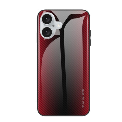 For iPhone 16 Texture Gradient Glass TPU Phone Case(Red) - iPhone 16 Cases by buy2fix | Online Shopping UK | buy2fix