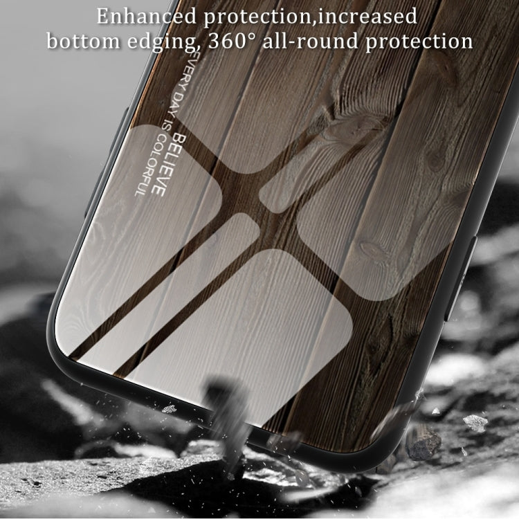 For iPhone 16 Pro Wood Grain Glass Phone Case(Dark Brown) - iPhone 16 Pro Cases by buy2fix | Online Shopping UK | buy2fix