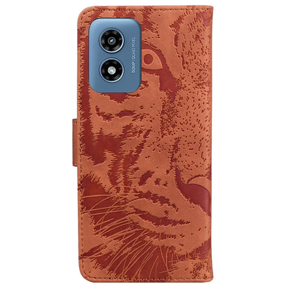 For Motorola Moto G Play 4G 2024 Tiger Embossing Pattern Leather Phone Case(Brown) - Motorola Cases by buy2fix | Online Shopping UK | buy2fix