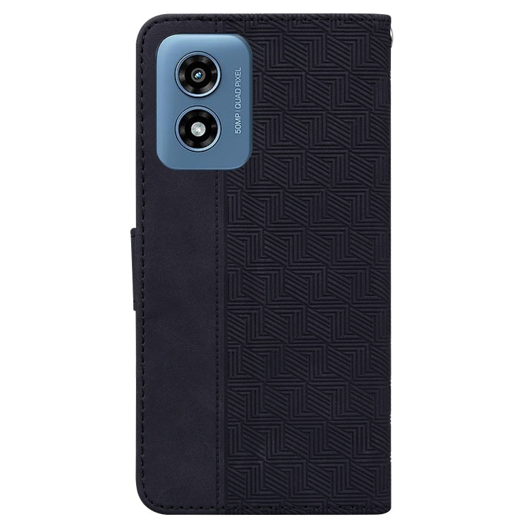 For Motorola Moto G Play 4G 2024 Geometric Embossed Leather Phone Case(Black) - Motorola Cases by buy2fix | Online Shopping UK | buy2fix