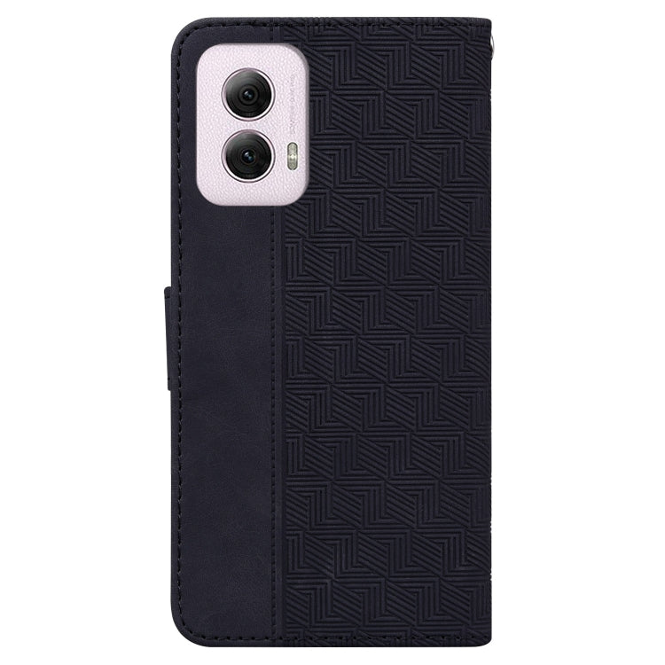 For Motorola Moto G Power 5G 2024 Geometric Embossed Leather Phone Case(Black) - Motorola Cases by buy2fix | Online Shopping UK | buy2fix