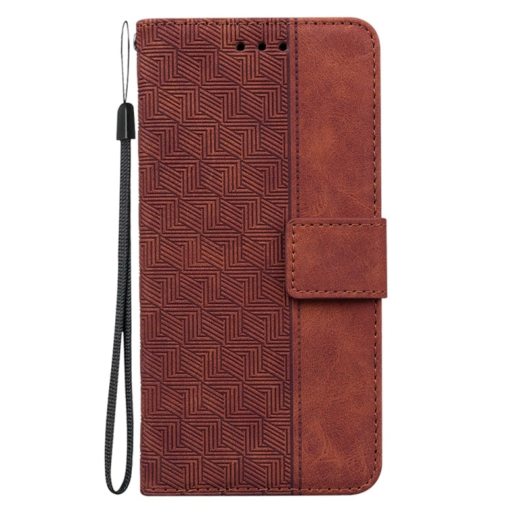 For Motorola Edge 2024 Geometric Embossed Leather Phone Case(Brown) - Motorola Cases by buy2fix | Online Shopping UK | buy2fix