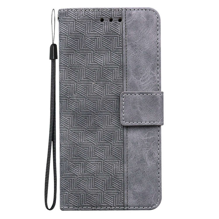 For Motorola Edge 2024 Geometric Embossed Leather Phone Case(Grey) - Motorola Cases by buy2fix | Online Shopping UK | buy2fix