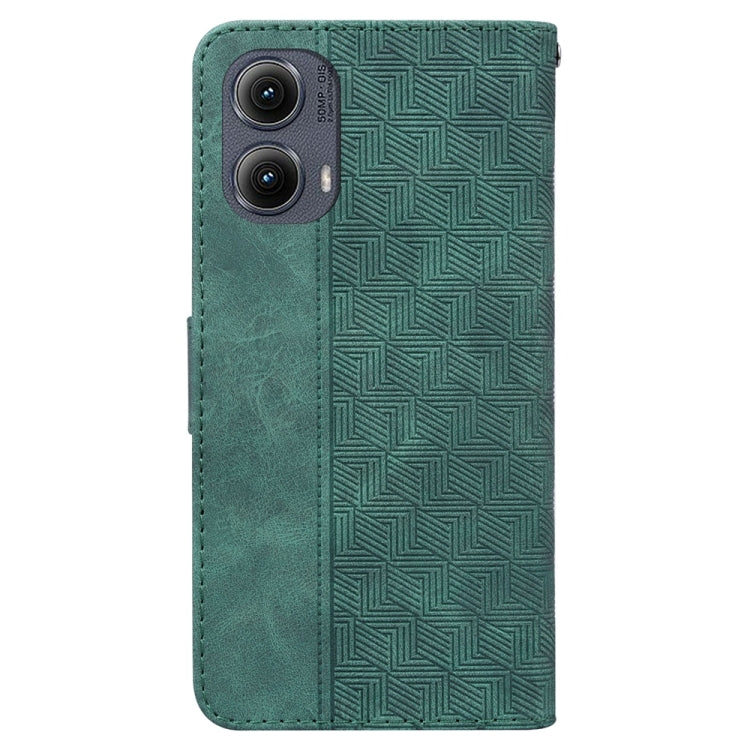 For Motorola Edge 2024 Geometric Embossed Leather Phone Case(Green) - Motorola Cases by buy2fix | Online Shopping UK | buy2fix