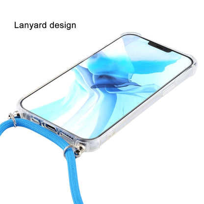 For iPhone 16 Pro Four-Corner Shockproof Transparent TPU Case with Lanyard(Blue) - iPhone 16 Pro Cases by buy2fix | Online Shopping UK | buy2fix