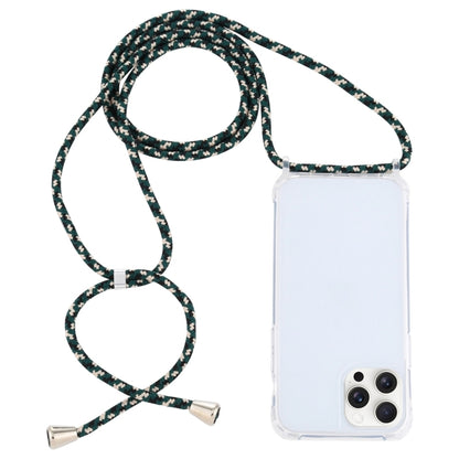 For iPhone 16 Pro Max Transparent Acrylic Airbag Shockproof Phone Protective Case with Lanyard(Green Beige Black) - iPhone 16 Pro Max Cases by buy2fix | Online Shopping UK | buy2fix