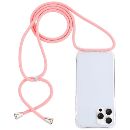 For iPhone 16 Pro Transparent Acrylic Airbag Shockproof Phone Protective Case with Lanyard(Pink) - iPhone 16 Pro Cases by buy2fix | Online Shopping UK | buy2fix