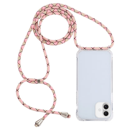 For iPhone 16 Transparent Acrylic Airbag Shockproof Phone Protective Case with Lanyard(Pink Apricot Coffee) - iPhone 16 Cases by buy2fix | Online Shopping UK | buy2fix