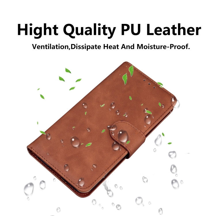 For iPhone 16 Pro Skin Feel Pure Color Flip Leather Phone Case(Brown) - iPhone 16 Pro Cases by buy2fix | Online Shopping UK | buy2fix