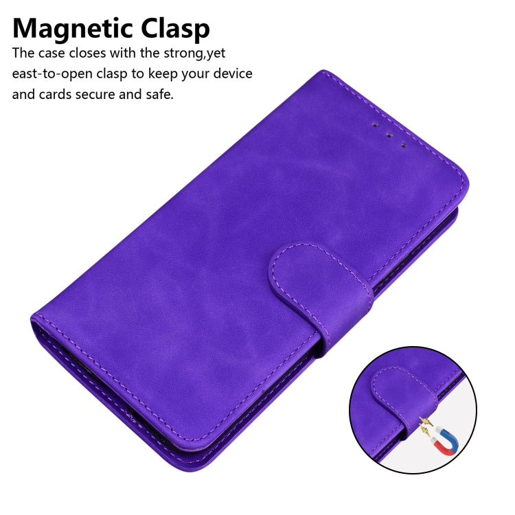 For Xiaomi Redmi K70E / Poco X6 Pro Skin Feel Pure Color Flip Leather Phone Case(Purple) - K70E Cases by buy2fix | Online Shopping UK | buy2fix