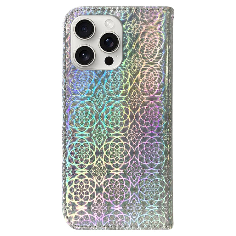 For iPhone 16 Pro Max Colorful Magnetic Buckle Leather Phone Case(Silver) - iPhone 16 Pro Max Cases by buy2fix | Online Shopping UK | buy2fix