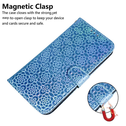 For iPhone 16 Colorful Magnetic Buckle Leather Phone Case(Blue) - iPhone 16 Cases by buy2fix | Online Shopping UK | buy2fix