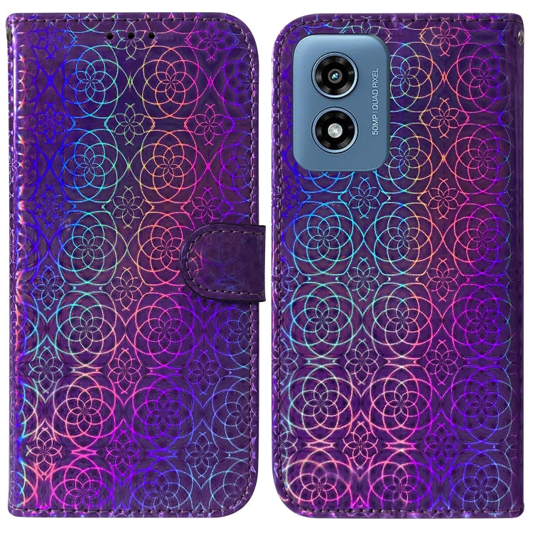 For Motorola Moto G Play 4G 2024 Colorful Magnetic Buckle Leather Phone Case(Purple) - Motorola Cases by buy2fix | Online Shopping UK | buy2fix