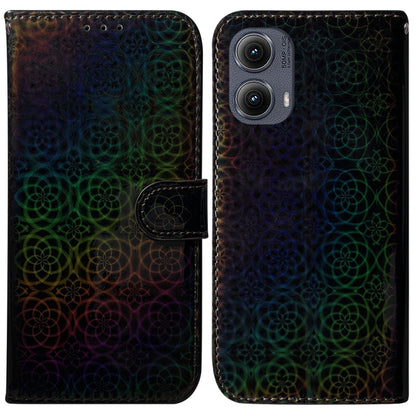 For Motorola Edge 2024 Colorful Magnetic Buckle Leather Phone Case(Black) - Motorola Cases by buy2fix | Online Shopping UK | buy2fix