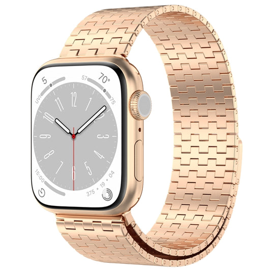 For Apple Watch Ultra 49mm Magnetic Buckle Stainless Steel Metal Watch Band(Rose Gold) - Watch Bands by buy2fix | Online Shopping UK | buy2fix