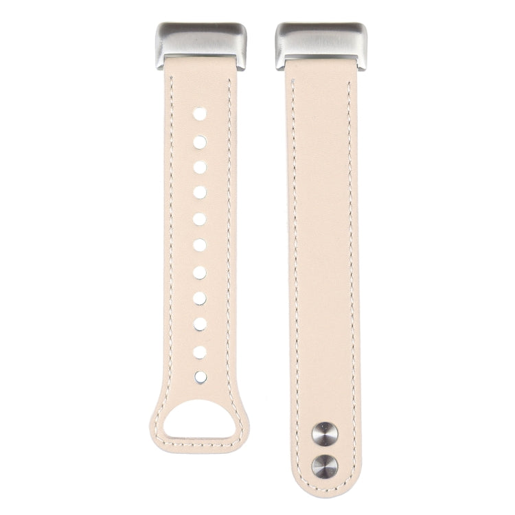 For Fitbit Charge 5 PU Leather Replacement Watch Band(Creamy White) - Watch Bands by buy2fix | Online Shopping UK | buy2fix